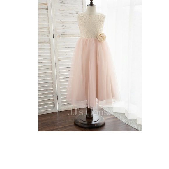 JJ's House Flower Girl Dress in Pink Tulle and Ivory Lace - Size 5 - NWT - Picture 10 of 13